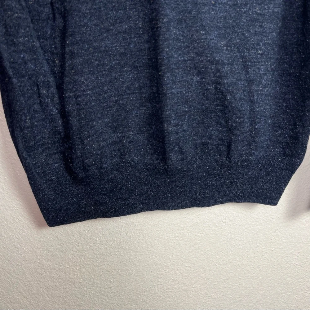 J.CREW Sweater Men’s M Cotton Silk Donegal Henley Pullover Blue‎ Flecked Preppy
